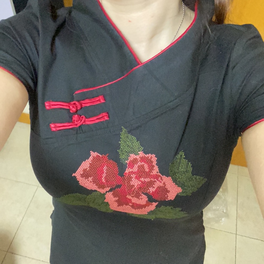 Chinese traditional two-piece black dress!